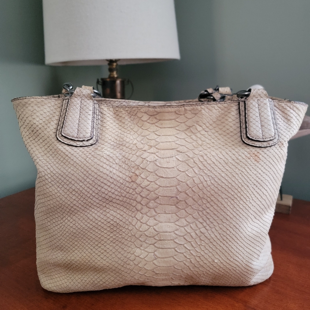 Coach 18771 Madison Python Leather Cream Tote Bag… - image 5